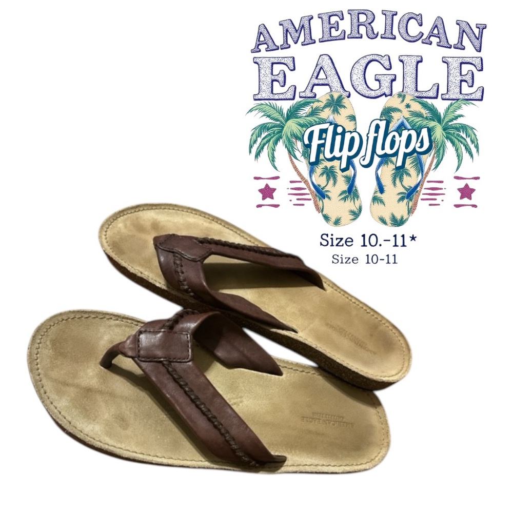 🦅 American Eagle men’s leather flip flops size 10/11 brand new